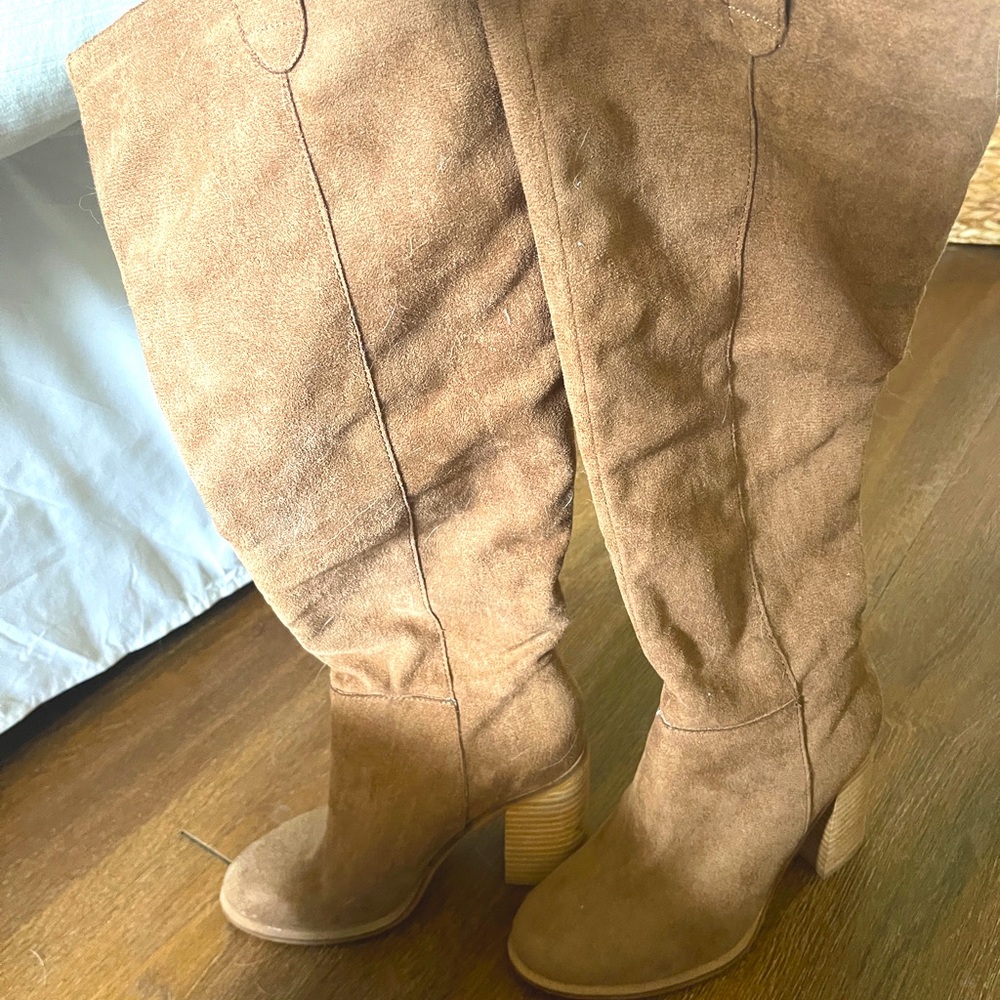 Vici Darker tan suede knee high boots